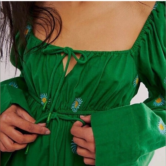 Free People Emory Green Embroidered Midi Dress - Picture 3 of 10